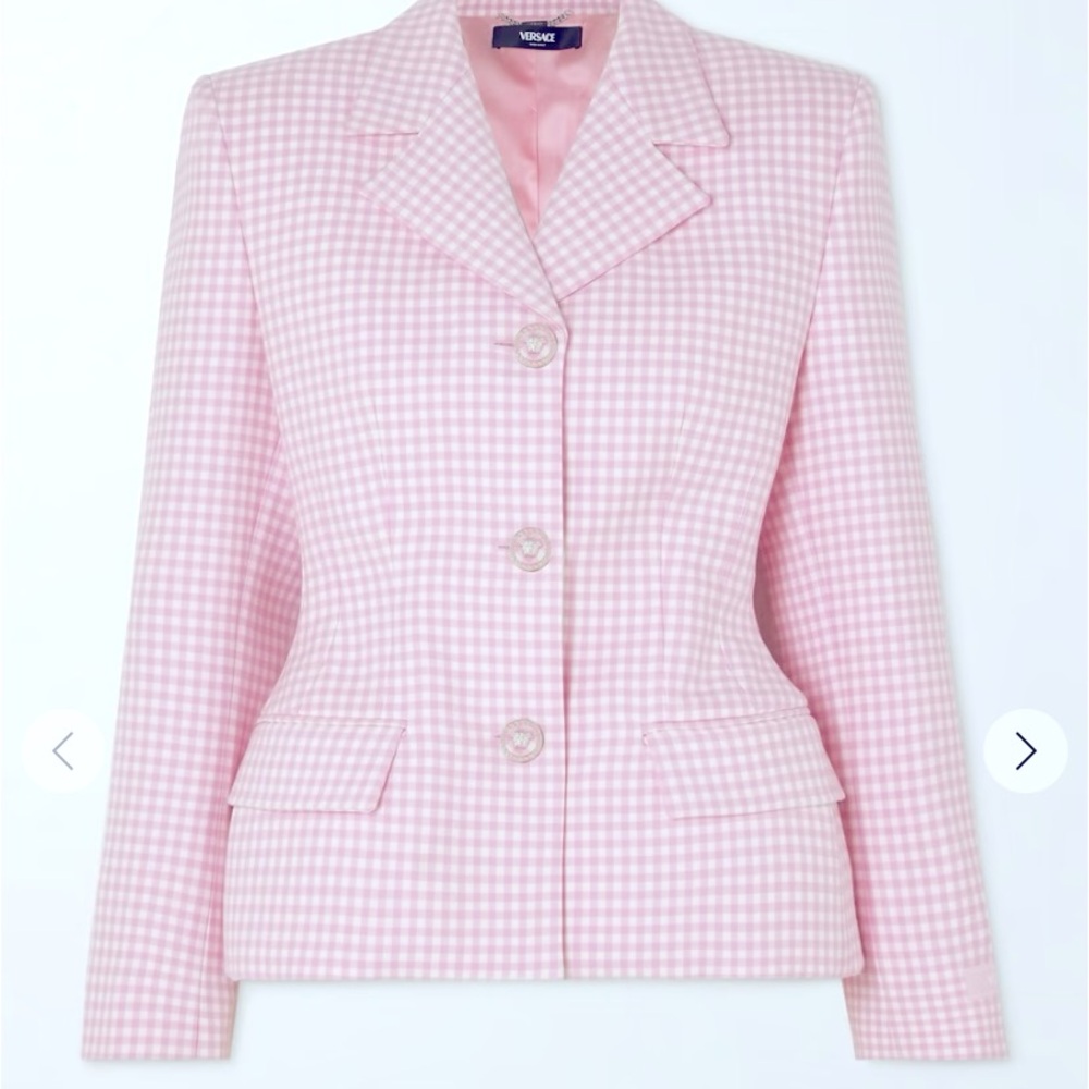 Versace Light Pink Gingham Blazer